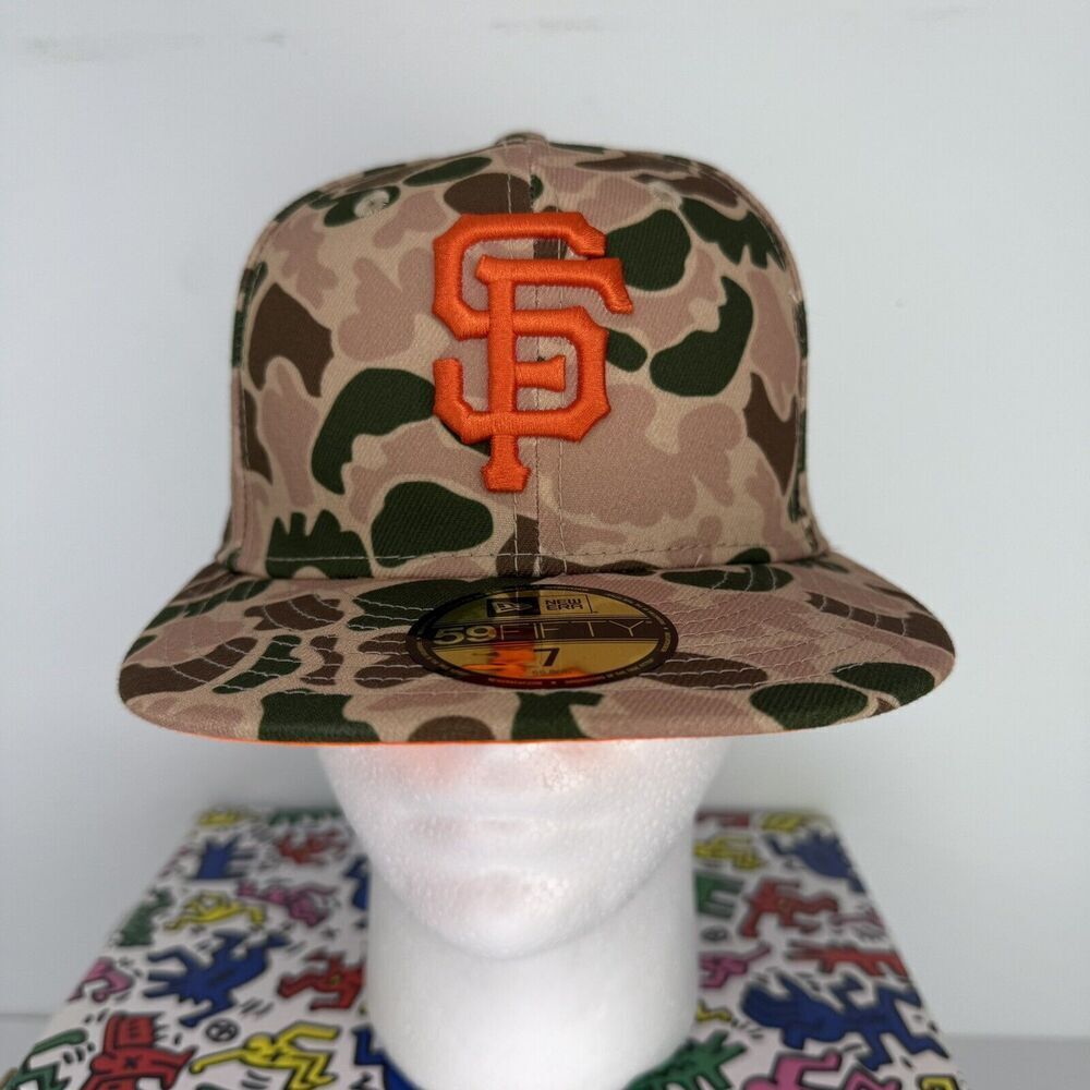 San Fransisco Giants Hat Cap Fitted Size 7 Brown‎ Duck Camo 59Fifty Plain Logo - Picture 2 of 11